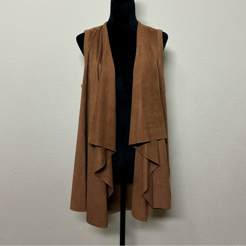 Fashion to Figure vest women 1 sleeveless open front duster brown